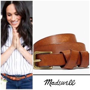 madewell NWT criss leather belt w gold hardware english saddle color